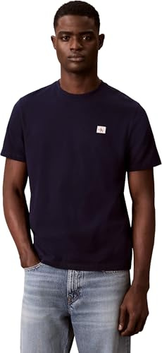 Calvin Klein Herren T-Shirt Kurzarm Badge Jersey Classic Tee aus Baumwolle, Blau (Maritime Blue), L