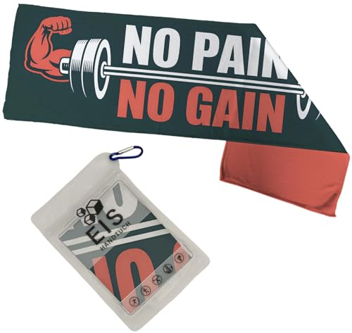 No Pain No Gain Eishandtuch mit Hantel Grafik in verschiedenen Größen