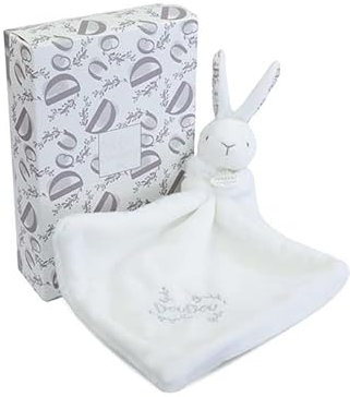 Doudou et Compagnie – Lapin Blanc avec Doudou – Peluche Bébé Ultra Douce – Motif Fleuri – Doudou de Naissance – Lavable Machine – Cadeau Bébé - DC4359