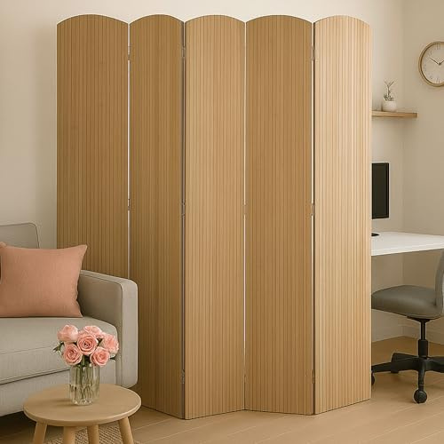 Mendler Bambus Paravent HWC-O30 zusammenklappbar 5 Paneele 170x204cm | Raumteiler, Trennwand, Sichtschutz