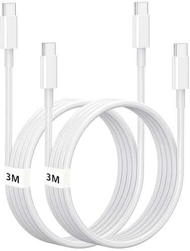 3M Charger Cable for Google Pixel 10/10 Pro XL/10 Pro Fold/9/9 Pro XL/8/8a/8 Pro/7/7a/6/5/4/3 XL, USB C to USB C Long Charging Lead (2-Pack) Compatible for IPhone 17/16/15/16e, iPad 10/11/A16/Mini 7/6