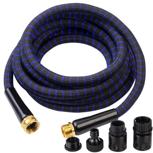 Semptec Urban Survival Technology Dehnbarer Gartenschlauch: Dehnbarer Druckwasserschlauch mit Klickverbinder, 2,5 bis 5 m (Camping Schlauch, Wasserschlauch für Trinkwasser, Kanister)