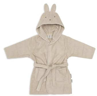 Jollein Bademantel Kinder 1-2 Jahre - Miffy, Warm Sand - 100% Baumwolle - Frottee - OEKO-TEX Zertifziert - Mit Kapuze - Bademantel für Mädchen und Jungen