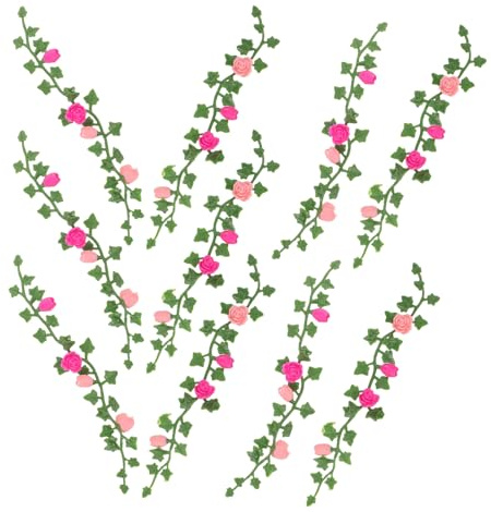 WHAMVOX 10pcs Mini Artificial Flower Vines with Realistic Climbing Roses, Miniature Dollhouse Plants Garland for Fairy Garden, Terrarium and Model Scenery Decoration