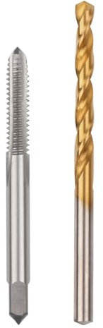 M5 x 1 Straight Flute Thread Tap and 4.0mm Twist Drill Bit Set, HSS 6542 Titanium Coated Machine Screw Tap & Metal Drill Bit for Threading & Drilling