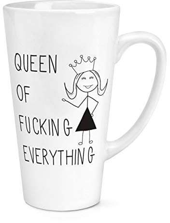 Queen Of F-King Alles Zitat 17oz Groß Latte Becher Tasse