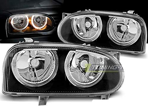 Paar Herde Scheinwerfer VW Golf 3 91 – 97 ANGEL EYES SCHWARZ vw29