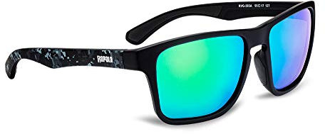 Rapala, Moderne, Urbane, polarisierte Sonnenbrille UVG-293A, grüne Gläser, mattschwarzer und roter Rahmen, Angelausrüstung, UV-Schutz, optimaler Komfort.