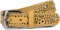 styleBREAKER Damen Gürtel mit Cutout Lochmuster, Strass und Nieten, Vintage Nietengürtel, kürzbar 03010092, Farbe:Senf, Größe:90cm