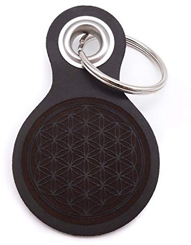 Samunshi® Blume des Lebens Schlüsselanhänger Leder Gravur Motiv für Männer und Frauen Individuell Schlüssel Anhänger Geschenk 8x4,8cm dunkel braun/graviert