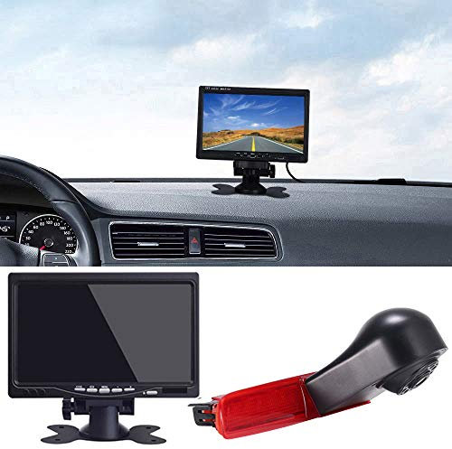 1280 * 720 Pixels Third 3rd Bremsleuchte Rückfahrkamera Bremslicht Rückansicht + 7 LCD Auto Monitor für VW T5 Multivan T6 Caravelle Heckklappe Hochdach Transporter Business MPV SUV