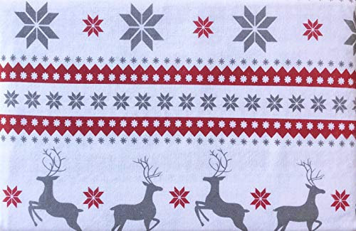 Nordic North 3-teiliges Baumwollflanell-Bettwäsche-Set mit geometrischem skandinavischem Muster, Schneeflocken, Rentiere, Winter (Twin)