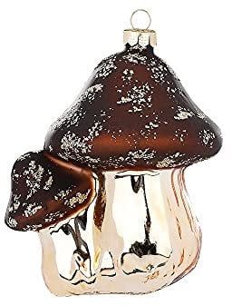 MAGIC Christbaumschmuck Weihnachtskugeln Figuren Glas mundgeblasen Weihnachtskugeln Weihnachtsschmuck Baumkugeln Baumschmuck,Steinpilz, Glas, 9 cm, Serie Shiny Chestnut