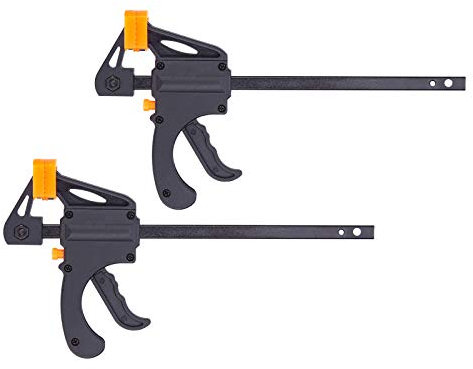 Einhandzwingen Set 2 Stück Schraubzwingen Spanner Set, Holzbearbeitung Klemme - BLKTHUN, 2 × Ratschen Stangenklemme aus Werkzeugstahl, 4-Zoll-Quetschklemme Werkzeuge
