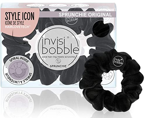 invisibobble Sprunchie Spiral-Haarring – True Black – 2 Stück – Haargummi, stilvolles Armband, starker elastischer Griff, Spulenzubehör für Damen, sanft für Mädchen, Teenager und dickes Haar
