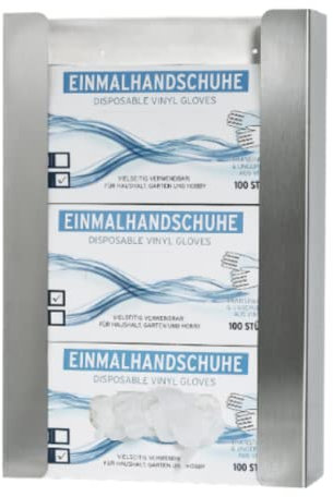 INOGS Wandhalterung für Handschuhe (für 3 Boxen) - Edelstahl Handschuhhalter - Handschuh Halterung für Einweghandschuhe - Handschuhspender für Einmalhandschuhe mit Montagezubehör