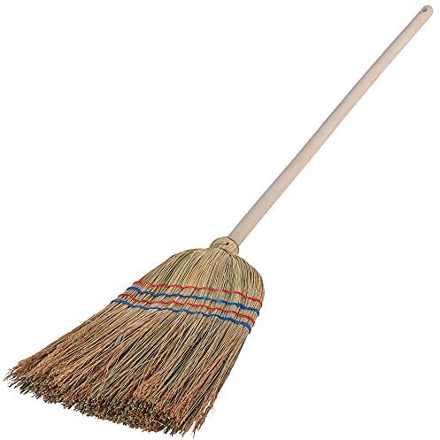 KADAX Escoba de Paja de Arroz Con Mango Largo de Madera, Funcional de Sorgogras, de Bruja (140 cm)