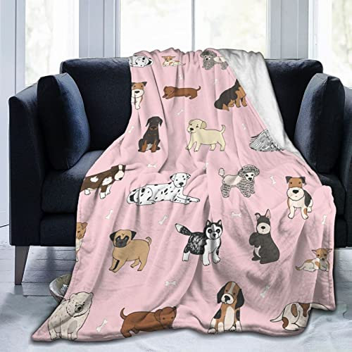 Perinsto Niedliche Hundedecke, ultraweich, warm, für alle Jahreszeiten, Welpen, Tiere, dekorative Fleece-Decken für Bett, Stuhl, Auto, Sofa, Couch, Schlafzimmer, 152,4 x 127 cm, Rosa