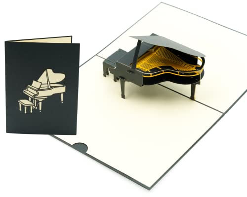 Rykamia Piano Pop Up Karte, Blanko Klavier Geburtstagskarte, Klavier-Grußkarte, Happy Anniversary, Ruhestand, Dankeschön, Glück, Klavierspieler-Karte, Klavierspieler-Geburtstagskarte