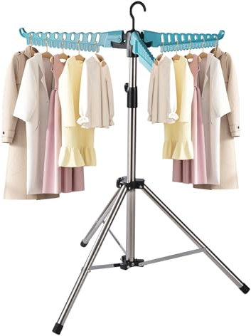 Sinbide Séchoir à Linge Pliable pour Chemises, Peu encombrant, étagère à vêtements Pliable, étendoir à Repasser (Bleu)