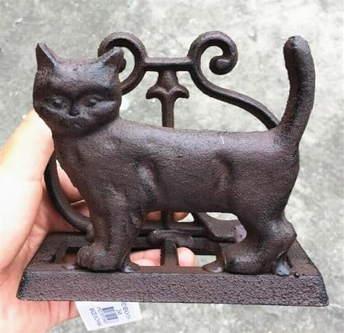 EatingBiting 13,5 x 11,4 x 6,6 cm Vintage Gusseisen Serviettenhalter Katze freistehender Taschentuchspender Dekor Status Seidenpapier Halter Schmiedeeisen Serviettenhalter Taschentuchbox
