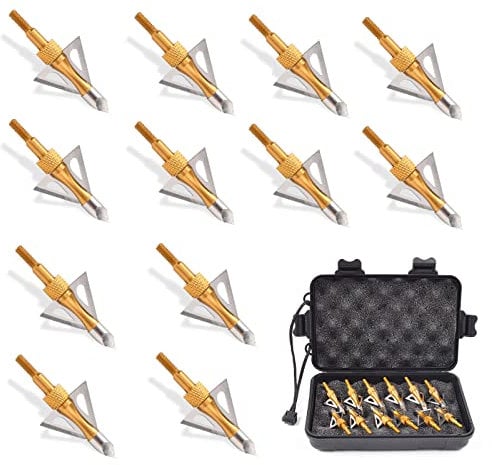 NIKA ARCHERY 12 Stück 100 Körnern Pfeilspitzen Jagdspitzen für Armbrust Jagd Pfeile mit Aufbewahrungsbox Armbrüste Compound Bögen Pfeil Tipps für Targeting üben Jagd
