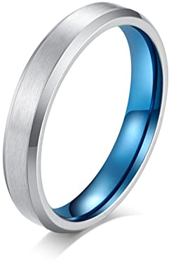 BCughia Bague Fiançailles Acier, Bague Qrgent Bague Couple Mat Brossé Engagement Promettre Homme