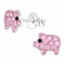 Monkimau Glitzer Schweinchen Ohrstecker Ohrringe aus 925 Silber Schmuck Silberohrringe Medizinisch für Kinder Mädchen Damen Frauen