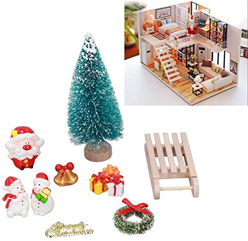 Yunxwd Figurines de Noël miniatures DIY Décoration Environnement Résine Décoration de Noël pour 1:12 Dolly House