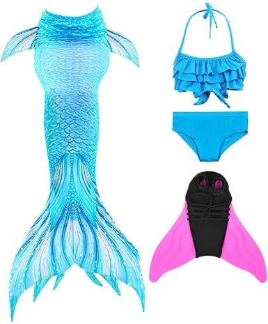SPEEDEVE Mädchen Meerjungfrauenschwanz Zum Schwimmen mit Bikini Set und Monoflosse