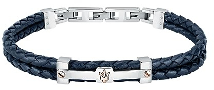Maserati Recycled Leather Herren Armband aus Stahl, recyceltes Leder, IP RG - JM422AVE10
