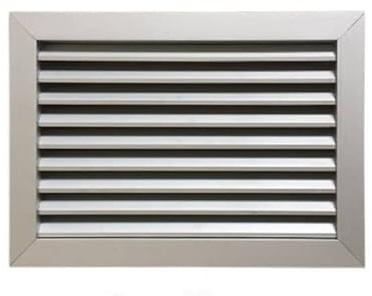 Gitter Höhe 100 mm Luftaufnahme aus Aluminium mit Oblique Fixed Klappen - Farbe: Aluminium - Maße: 200 x 100 mm