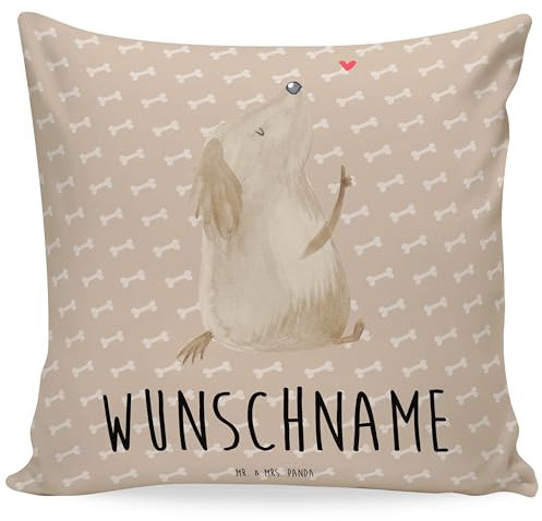 Mr. & Mrs. Panda Personalisiertes Kissen Hund Liebe - Personalisierte Geschenke, Frauchen, Name, Wunschname, Herz, Hundeliebe, Haustier, Kopfkissen,