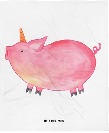 Mr. & Mrs. Panda Bettdecke Einhorn Schwein - Geschenk, Tagesdecke, Spruch, Unicorn, Party, Englisch, Bauer, Kunstfelldecke, Decke, Kuscheldecke, Plaid