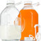 2 Pack 64 Oz Heavy Duty Glass Milk Bottle with 1 Silicone Spout and 3 Reusable Airtight SCREW LID, 2 Qt Glass Water Bottle with 2 Exact Scale Lines - Milk Jug Pitcher - 1/2 Gal Juice Bottles