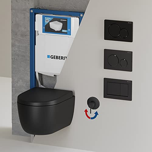Dusch WC spülrandlos I Taharet WC Komplettset Warmwasser I Bidet WC randlos schwarz matt I Hänge WC kompatibel mit Geberit Duofix Spülkasten Sigma30 Drückerplatte I Wand WC Softclose Deckel