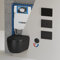 Dusch WC spülrandlos I Taharet WC Komplettset Warmwasser I Bidet WC randlos schwarz matt I Hänge WC kompatibel mit Geberit Duofix Spülkasten Sigma30 Drückerplatte I Wand WC Softclose Deckel