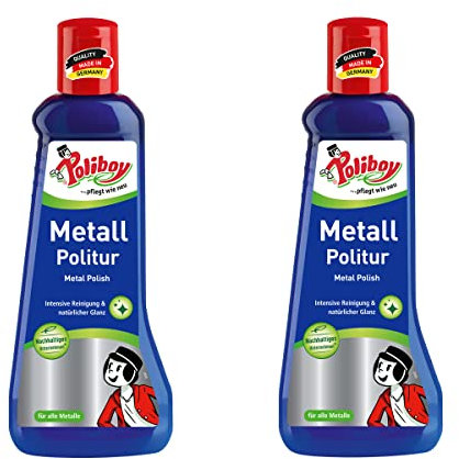 POLIBOY Metall Politur – Poliermittel für glänzende Metalle – Metallpflegemittel mit Anlaufschutz - 2x 200 ml - Made in Germany