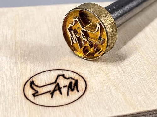 Dein Brandstempel extern beheizter Initialen im Motiv Hobel für Holz, Leder, Pappe - personalisiertes Brandeisen, individueller Brennstempel in ø 50 mm