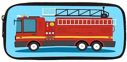 COEQINE Federmäppchen Schreibwarentasche Große Kapazität Federmäppchen mit Reißverschluss für Schüler Coole Stifttasche für Schule Büro, Blaues Feuerwehrauto, Einheitsgröße, Taschen-Organizer