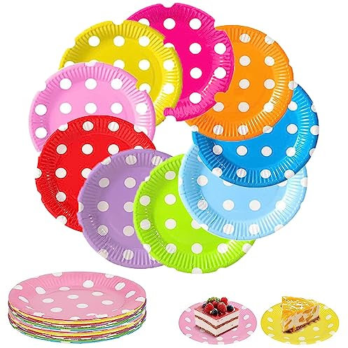 90 Pieza Platos De Cartón Desechable, Platos Papel Colores Redondo, Platos De Papel Colores, Platos Cartón Vajilla Desechable para fiestas, Cumpleaños, Comidas Al Aire Libre, Bodas, Fiestas