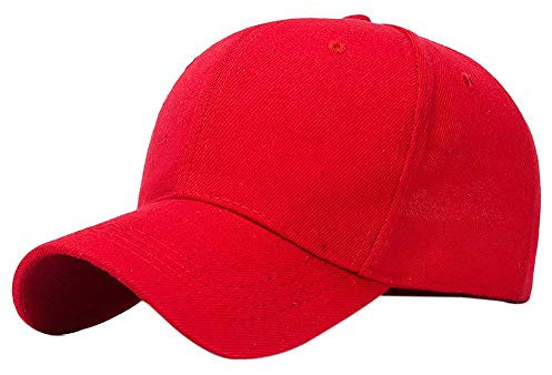 Kangqifen Herren Damen Einfache Einfarbiger Baseball Caps Kappe Mütze mit Klettverschluss Mehrfarbige Optionen Rot