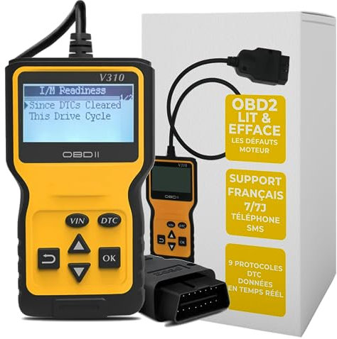 OBD2 Valise Diagnostic Français - Lit et efface Les Codes défaut et Le Voyant Moteur en Moins de 3 Min - Vendeur français Support téléphonique 7/7j pour Vous Aider à Faire Le Diagnostic de Votre Auto