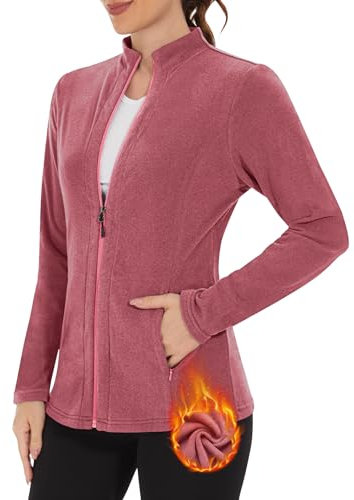 WOWENY Giacca in Pile da Donna per Esterni, Felpa Foderata Calda con Colletto rialzato e Giacca in Pile con Zip Intera Leggera antistatica per l'inverno, la Corsa, l'escursionismo e Il Tempo Libero