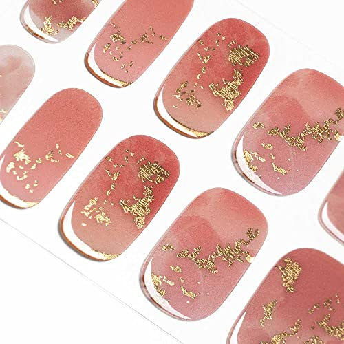 DANNI & TONI Halb ausgehärtete Gel Nagelfolien (Metallic Sands) Rosa Farbmischung Goldfolie uv Gel Nagelfolie Aufkleber Nagelsticker Nageldesign Nagelfolie Selbstklebend Wraps 28 Aufkleber