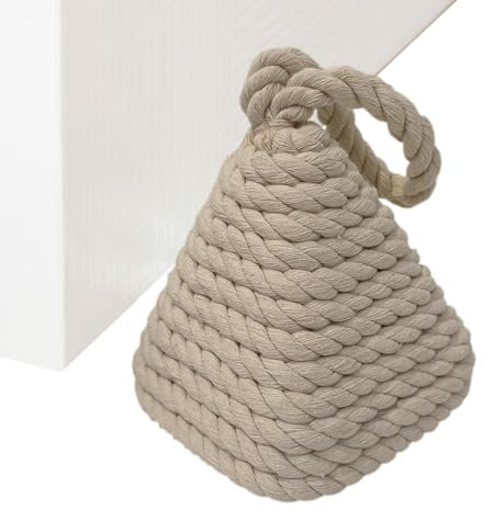 Heavy Door Stopper - Rope Knot Cotton Door Stop with Handle - Rustic Farmhouse Door Jammer, Nautical Door Stop, Bookend for Bedroom Dog Toys Phasz