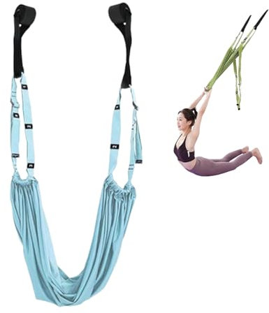 Aerial Yoga Rope for Back Pain, Yoga Stretching Strap, Adjustable Height Leg Stretcher Waist Back Stretch Band Aerial Yoga, Yoga Inversion Swings- (Blue,ONE Size)