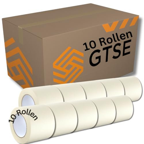 GTSE - Breites Kreppband - 100 mm x 50 m - 10 Rollen - Malerkrepp zum Oberflächenschutz beim Streichen - lösemittelfreier Kleber