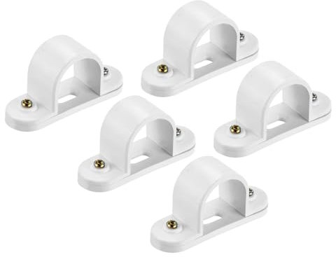 sourcing map PVC Conduit Saddle Pipe Clip 25mm Securing for Conduit Hose with Base Pack of 10