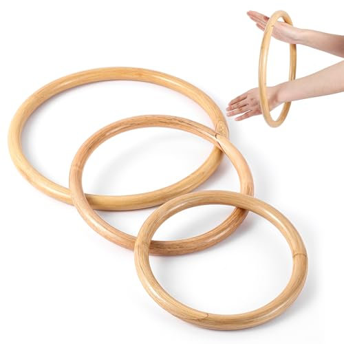 Blueweenly Wing Chun Kung Fu Trainingsgeräte 3 Stück Rattan Ring Naturholz Ringe für Training, 7, 9, 11 Zoll